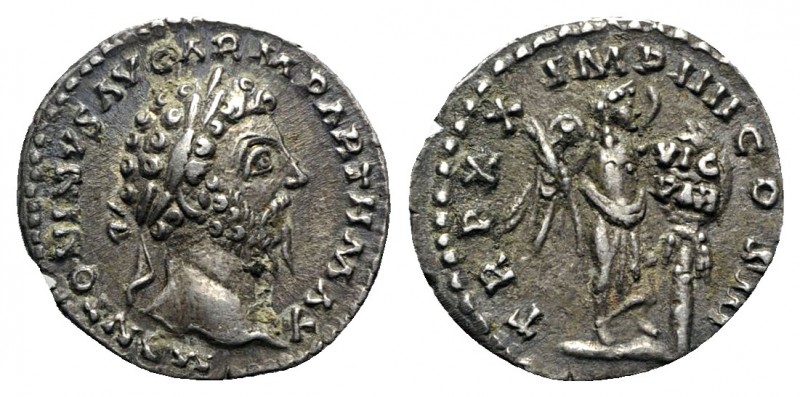 Marcus Aurelius AD 161-180. Rome
Denarius AR

18mm., 2,98g.

M ANTONINVS AV...