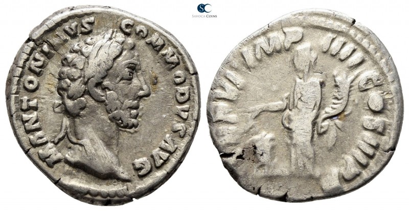 Commodus AD 180-192. Struck AD 181-182. Rome
Denarius AR

17mm., 3,01g.

M ...