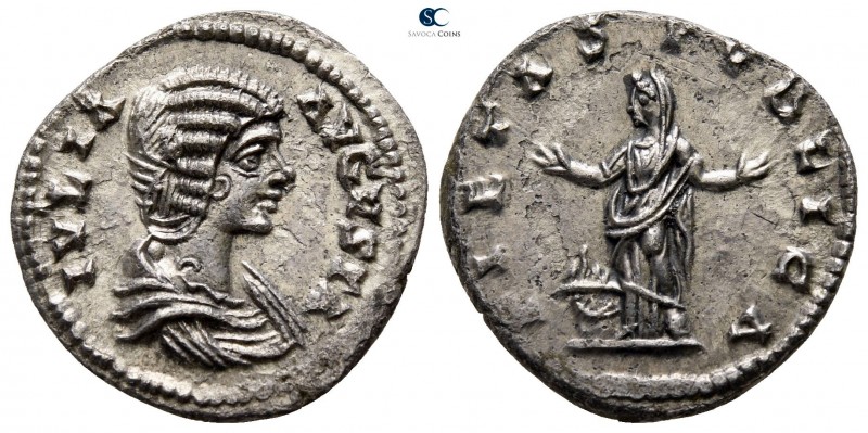 Julia Domna, wife of Septimius Severus AD 193-217. Rome
Denarius AR

18mm., 2...