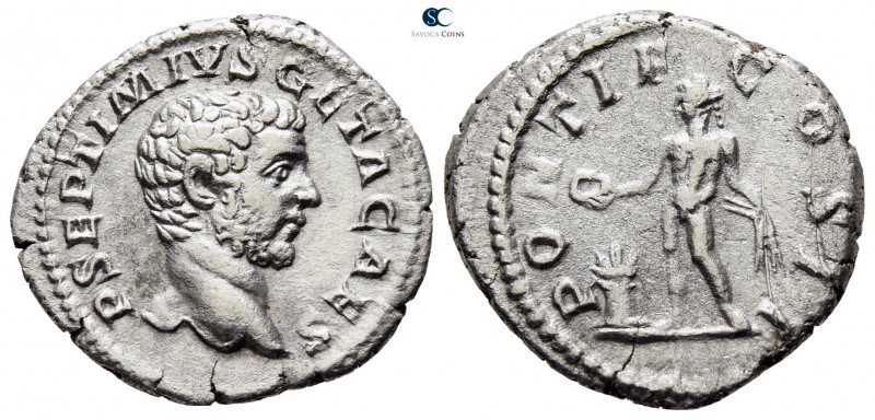 Geta as Caesar AD 197-209. Struck AD 209. Rome
Denarius AR

19mm., 2,99g.

...