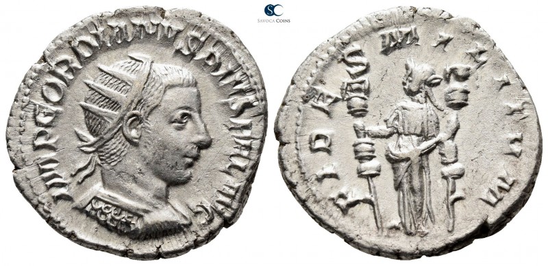 Gordian III. AD 238-244. Struck AD 242-244. Antioch
Antoninianus AR

23mm., 4...