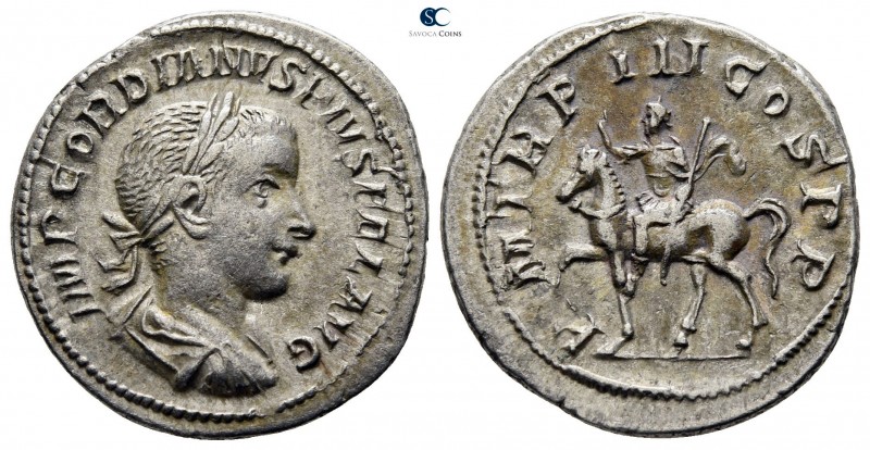 Gordian III. AD 238-244. Rome
Denarius AR

20mm., 3,14g.

IMP GORDIANVS PIV...