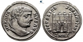 Maximian, first reign AD 286-305. 3rd officina. Struck circa AD 295-296. Nicomedia. Argenteus AR