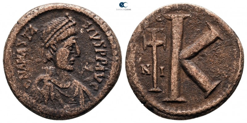 Anastasius I AD 491-518. Nikomedia
Half follis Æ

19mm., 3,55g.

D N ANASTA...