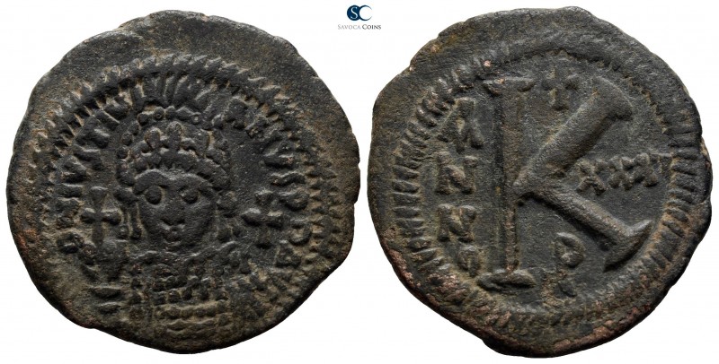 Justinian I AD 527-565. Dated RY 35(?)=AD 561/2. Theoupolis (Antioch)
Half foll...