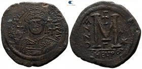 Justinian I AD 527-565. Dated RY 16=AD 542/3. Theoupolis (Antioch). 3rd officina. Follis Æ