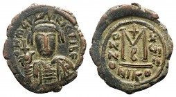 Maurice Tiberius AD 582-602. Dated RY 18=AD 599/600. Nikomedia. 2nd officina. Follis Æ