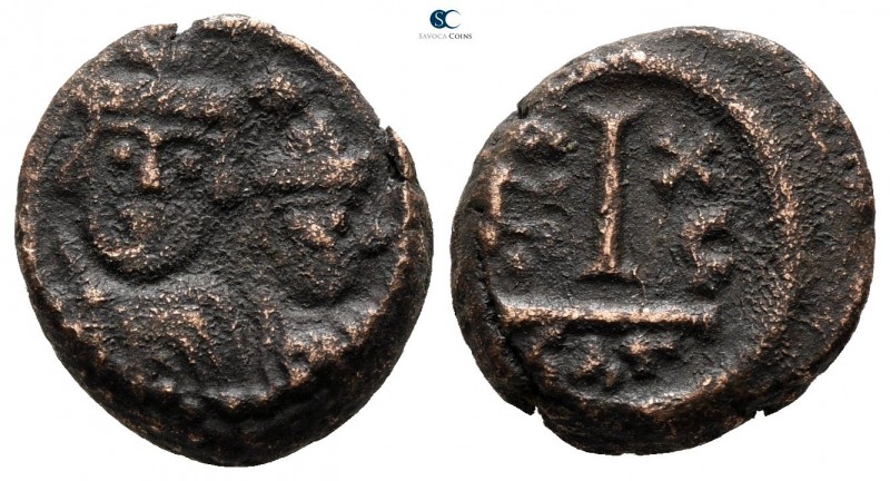 Heraclius with Heraclius Constantine AD 610-641. Dated RY 16=AD 625/6. Catania
...