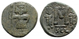 Constantine IV Pogonatus, with Heraclius and Tiberius AD 668-685. Syracuse. Follis Æ