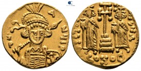 Constantine IV, with Heraclius and Tiberius AD 668-685. Struck circa AD 674-681. Constantinople. 4th officina. Solidus AV