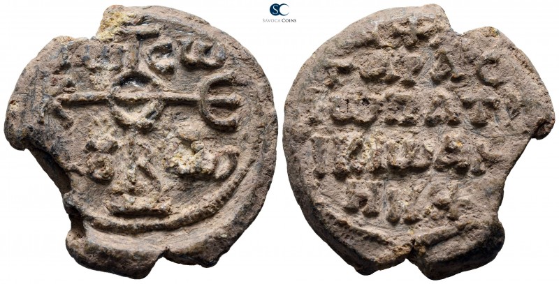Monogrammatic Seal circa AD 700-1000. Tarasios, Patrikios. 
PB Seal 

34mm., ...