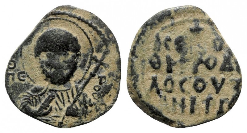 Tancred AD 1101-1103. Antioch
Follis Æ

22mm., 4,07g.

O ΠΕΤΡΟΣ, nimbate bu...