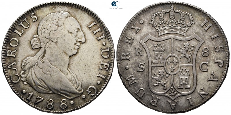 Spain. Sevilla. Carlos III AD 1759-1808.
8 Reales AR

40mm., 26,95g.

CAROL...