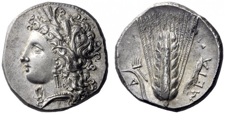 Greek Coins   Lucania, Metapontum  Nomos circa 330-290, 7.96 g. Head of Demeter ...