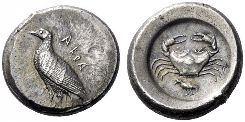 Greek Coins   Agrigentum  Didrachm circa 485, AR 8.99 g. AKRA Eagle standing l.,...
