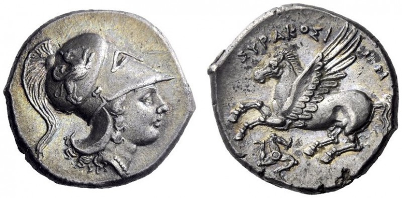 Greek Coins   Syracuse  Corinthian stater circa 317-310, AR 8.25 g. Head of Athe...