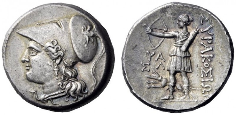 Greek Coins   Syracuse  12 litrae 214-212, AR 10.15 g. Head of Athena l., wearin...