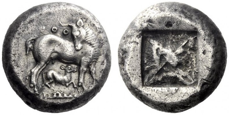 Greek Coins   Thraco-Macedonian tribes, The Bottiaei?  Stater circa 500-480, AR ...