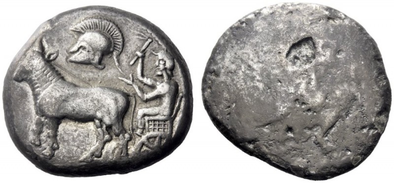 Greek Coins   The Derrones  Dodecadrachm circa 480, AR 38.66 g. Ox cart driven l...