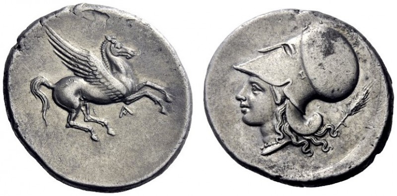 Greek Coins   Epirus, Ambracia  Corinthian stater circa 295, AR 8.79 g. Pegasus ...