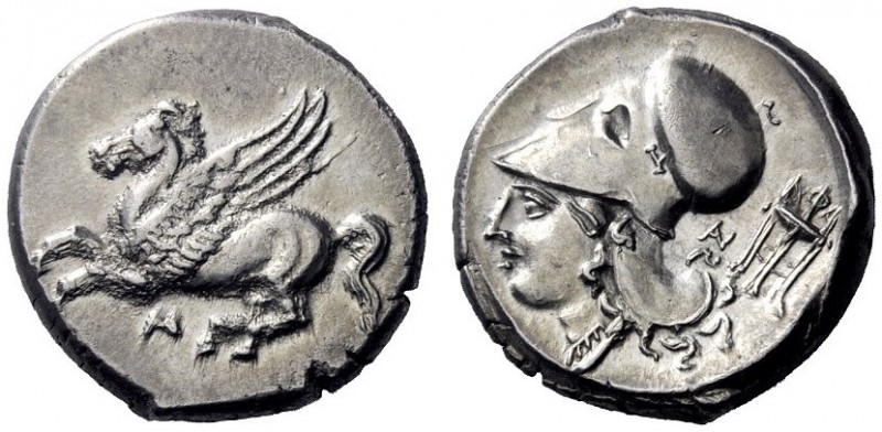 Greek Coins   Acarnania, Anactorium  Stater circa 350-300, AR 8.43 g. Pegasus fl...