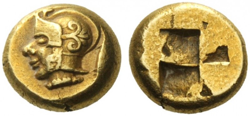 Greek Coins   Mysia, Cyzicus  Hecte circa 500, EL 2.65 g. Young male head l., we...