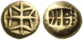 Greek Coins   Ionia, Uncertain mint  Trite circa 600-550, EL 4.70 g. Geometric pattern in the shape of a four-branch star divided into four parts by a...
