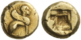 Greek Coins   Islands of Ionia, Chios  Hecte circa 550-525, El 2.28 g. Sphinx seated r., vine tendril on top of head. Rev. Double incuse punch. Baldwi...