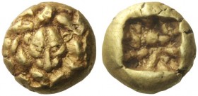 Greek Coins   Samos  Hecte 600-570, EL 2.88 g. Head of panther facing; around, background of heavy filling ornament. Rev. Square incuse punch with irr...