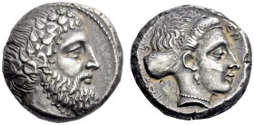 Greek Coins   Cilicia, Nagidus  Stater circa 420-400, AR 10.67 g. Head of Dionysos r., wearing ivy wreath. Rev. EP - [N]AΓIΔE - ΩN Head of Aphrodite r...