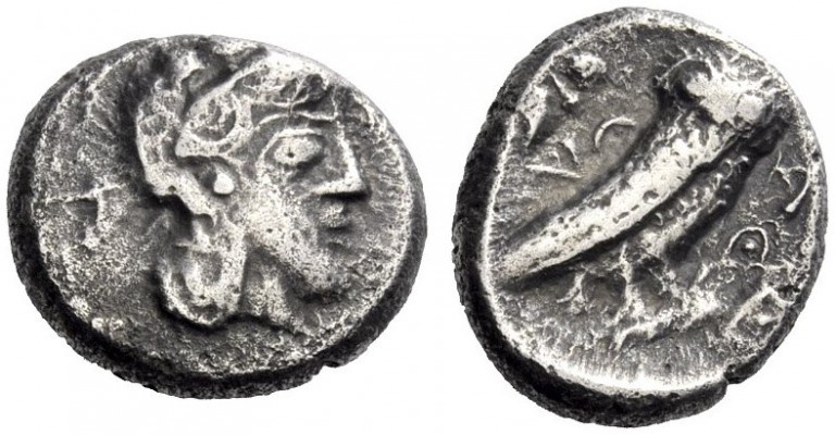 Greek Coins   Philistian issues   Ashod . Quarter shekel/ drachm circa 450-400, ...