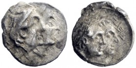 Greek Coins   The Coinage of Judah   Under Ptolemy II.  Hemiobol 285-246, AR 0.46 g. Jugate head of Ptolemy I and Berenice I r. Rev. Jugate busts of P...