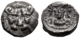 Greek Coins   The Coinage of Samaria  Half ma‘eh / hemiobol mid 4th century BC, AR 0.34 g. Rounded female head facing with large earrings and necklace...