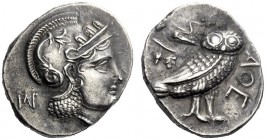 Greek Coins   Bactria. Pre-Seleucid coinage  Didrachm circa 325-300, AR 7.94 g. Head of Athena r., wearing Attic helmet; behind, monogram. Rev. AΘE Ea...