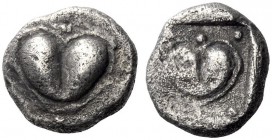Greek Coins   Cyrene  Hemidrachm circa 495-475, AR 2.90 g. Silphium fruit. Rev. Silphium fruit; around, six pellets. BMC 35. SNG Copenhagen 1171 var. ...