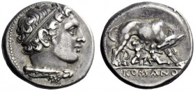 Roman Republican Coins  Didrachm, Neapolis (?) after 276, AR 7.18 g. Head of Hercules r., hair bound with ribbon, with club and lion’s skin over shoul...