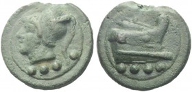Roman Republican Coins  Triens circa 225-217, Æ 83.97 g. Helmeted head of Minerva l.; below, four pellets. Rev. Prow r.; below, four pellets. Haeberli...