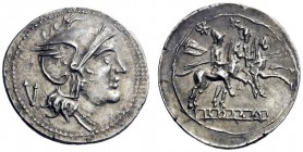 Roman Republican Coins  Quinarius, uncertain mint after 211, AR 2.14 g. Helmeted head of Roma r.; behind, V. Rev. The Dioscuri galloping r.; below, RO...