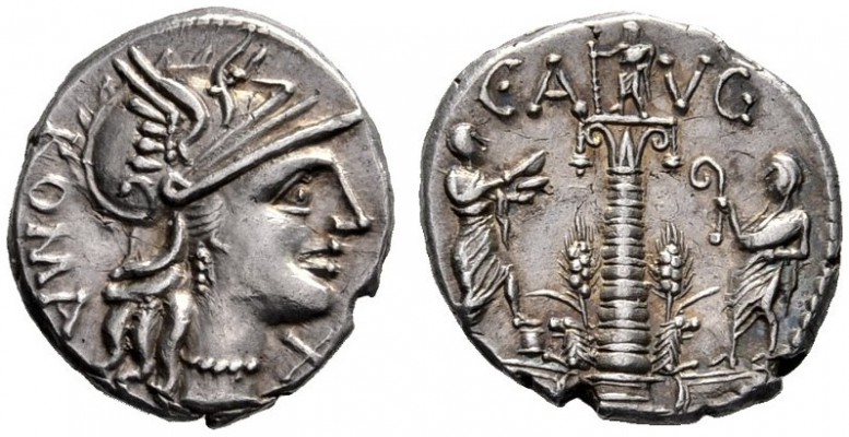 Roman Republican Coins   C. Minucius Augurinus.  Denarius 135, AR 3.93 g. Helmet...