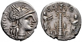 Roman Republican Coins   C. Minucius Augurinus.  Denarius 135, AR 3.93 g. Helmeted head of Roma r.; below chin, X and behind, ROMA. Rev. C·A – VG Ioni...