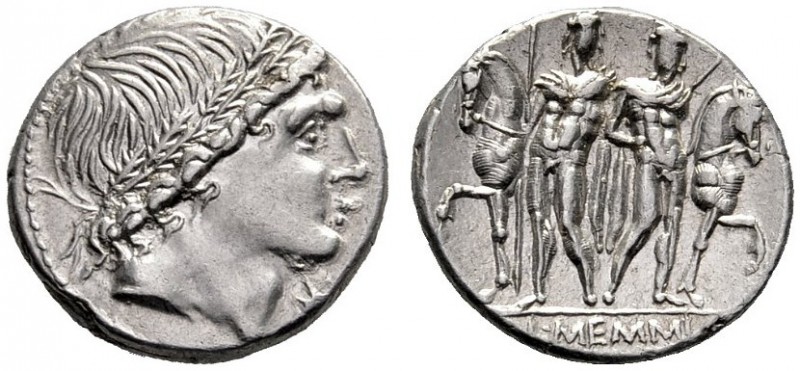 Roman Republican Coins   L. Memmius.  Denarius 109 or 108, AR 4.01 g. Male head ...
