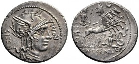Roman Republican Coins   Cn. Cornelius L.f. Sisenna. Denarius 118-107, AR 3.75 g. SISENA – ROMA Helmeted head of Roma r.; below chin, X. Rev. Jupiter ...