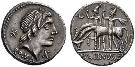 Roman Republican Coins   C. Publicius Malleolus, A. Postumius Sp. f. Albinus and L. Metellus . Denarius 96 (?), AR 3.93 g. Laureate head of Apollo; be...