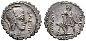 Roman Republican Coins   Mn. Aquillius Mn.f. Mn. n.  Denarius serratus 71, AR 3.79 g. VIRTVS – III VIR Helmeted and draped bust of Virtus r. Rev. MN A...