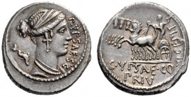 Roman Republican Coins   P. Plautius Hypsaeus . Denarius 60, AR 3.96 g. P.YPSAE·S·C Draped bust of Leuconoe r.; behind, dolphin swimming downwards. Re...