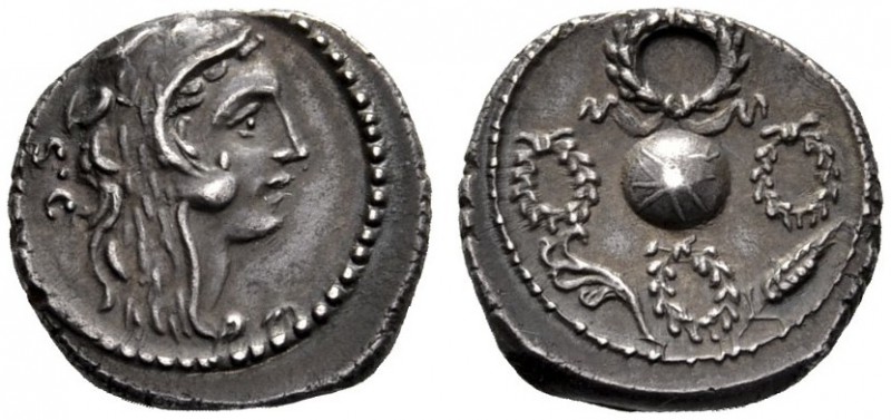 Roman Republican Coins   Faustus Cornelius Sulla.  Denarius 56, AR 3.97 g. Head ...