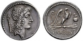 Roman Republican Coins   Q. Cassius Longinus.  Denarius 55, AR 3.96 g. Head of Genius Populi Romani r.; sceptre over shoulder. Rev. Eagle on thunderbo...