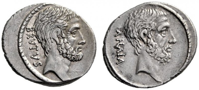Roman Republican Coins   M. Junius Brutus. Denarius 54, AR 3.74 g. BRVTVS Head o...