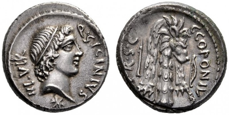 Roman Republican Coins   Q. Sicinius and C. Coponius. Denarius, mint moving with...