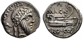 Roman Republican Coins   Cn. Pompeius Magnus and Cn. Calpurnius Piso. Denarius, mint moving with Pompey 49, AR 4.01 g. CN·PISO·[PRO – Q] Bearded head ...